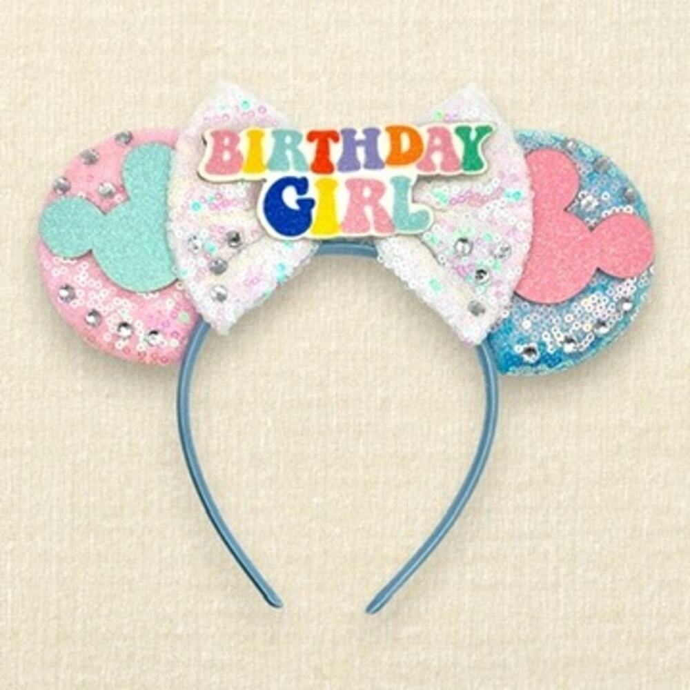 Pink & Blue Sequin Birthday Girl Minnie Ears | Disney-Inspired Mouse Ears